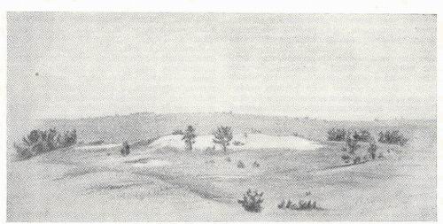 “Сейминское становище” (рисунок А. П. Мельникова 5 июля 1914 го-да). Из архива НГИАМЗ.