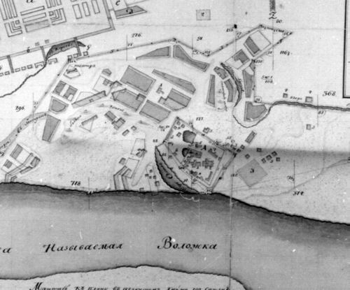 Генеральный план города Макарьева, 1804 г. Фрагмент. (НГИАМЗ. Шифр ГОМ 3666)
