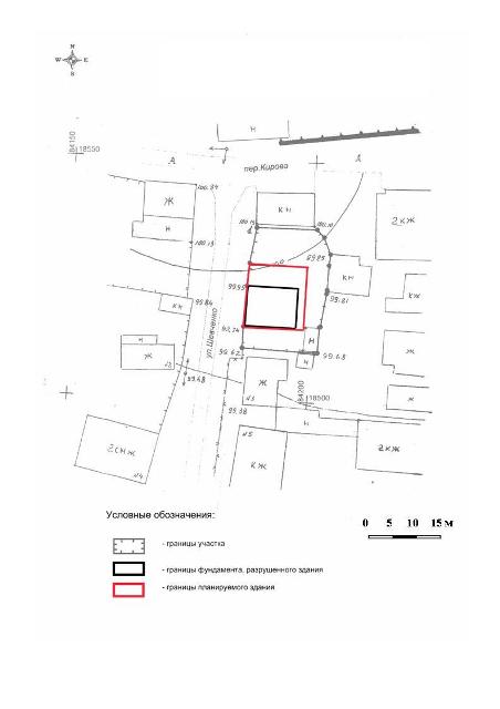 Ситуационный план земельного участка, расположенного по адресу: ул. Шевченко, д. 1 в г. Городце Нижегородской области.