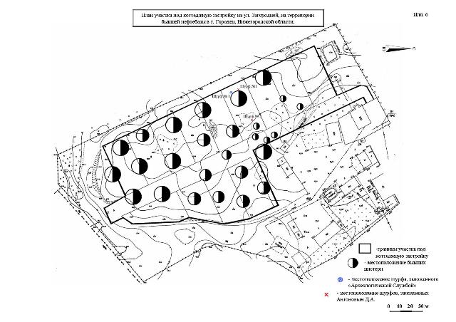 План участка под коттеджную застройку на ул. Загородной, на территории бывшей нефтебазы в г. Городец, Нижегородской области. 