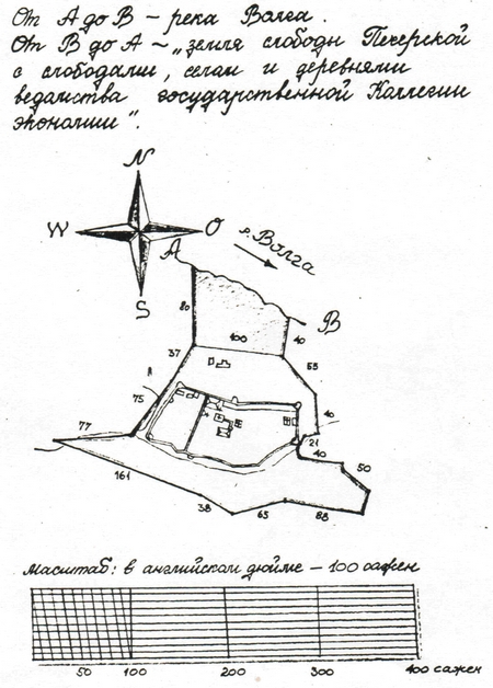 Копия плана земли, занимаемой Нижегородским Печерским монастырем, 1785 г.