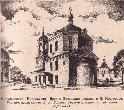 Графическая реконструкция Никольской церкви по обмерным чертежам.