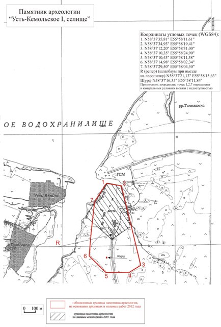Границы территории ОАН по данным мониторинга 2012 г. Выкопировка землеустроительной карты М 1:10 000.