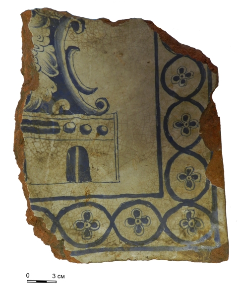 Фрагмент  печного панно с изображением вазона (третий комплекс)